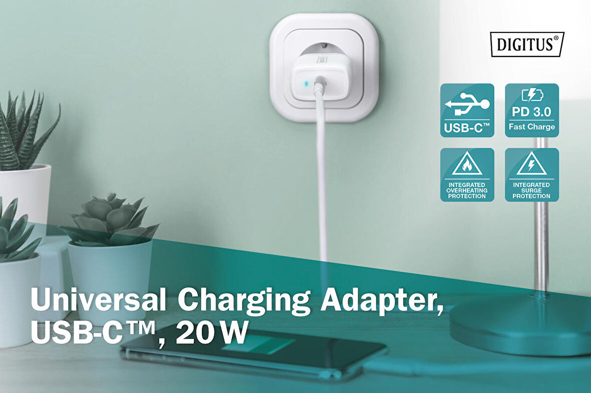 Type-C Akım Korumalı Şarj Adaptörü,usb-C, 20 W