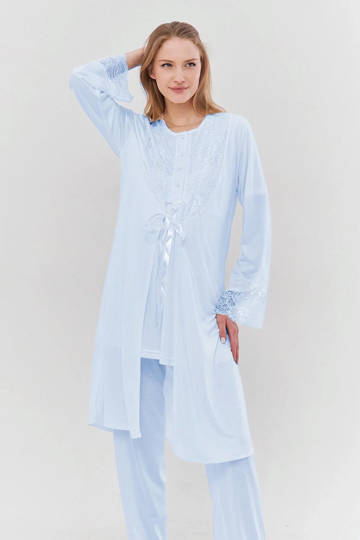 LORIAN'S 4016 Hamile ve Lohusa Pijama Takımı 3'lü Set