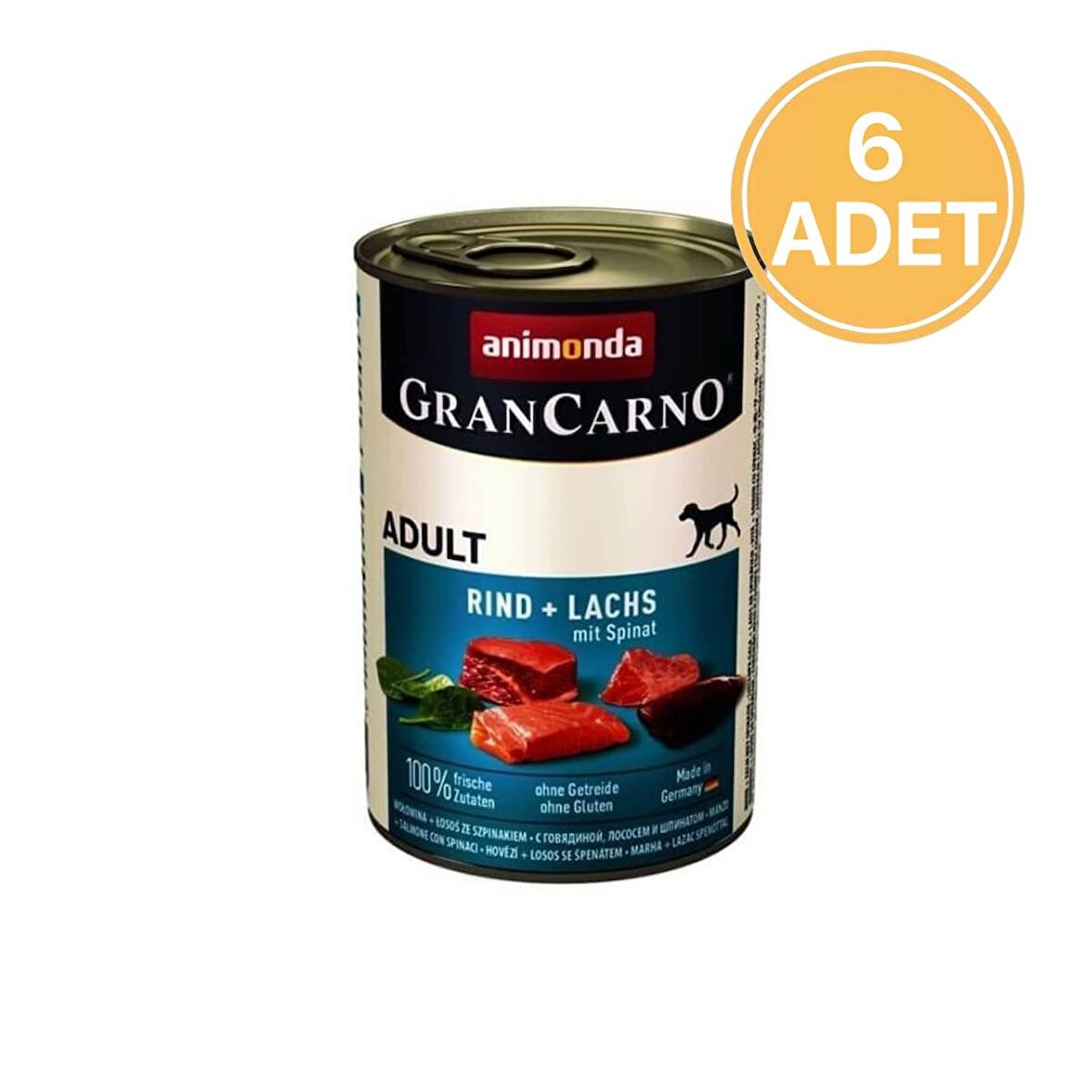 Animonda Gran Carno Sığır Etli Ispanaklı Yetişkin Köpek Konservesi 400 Gr (6 Adet)