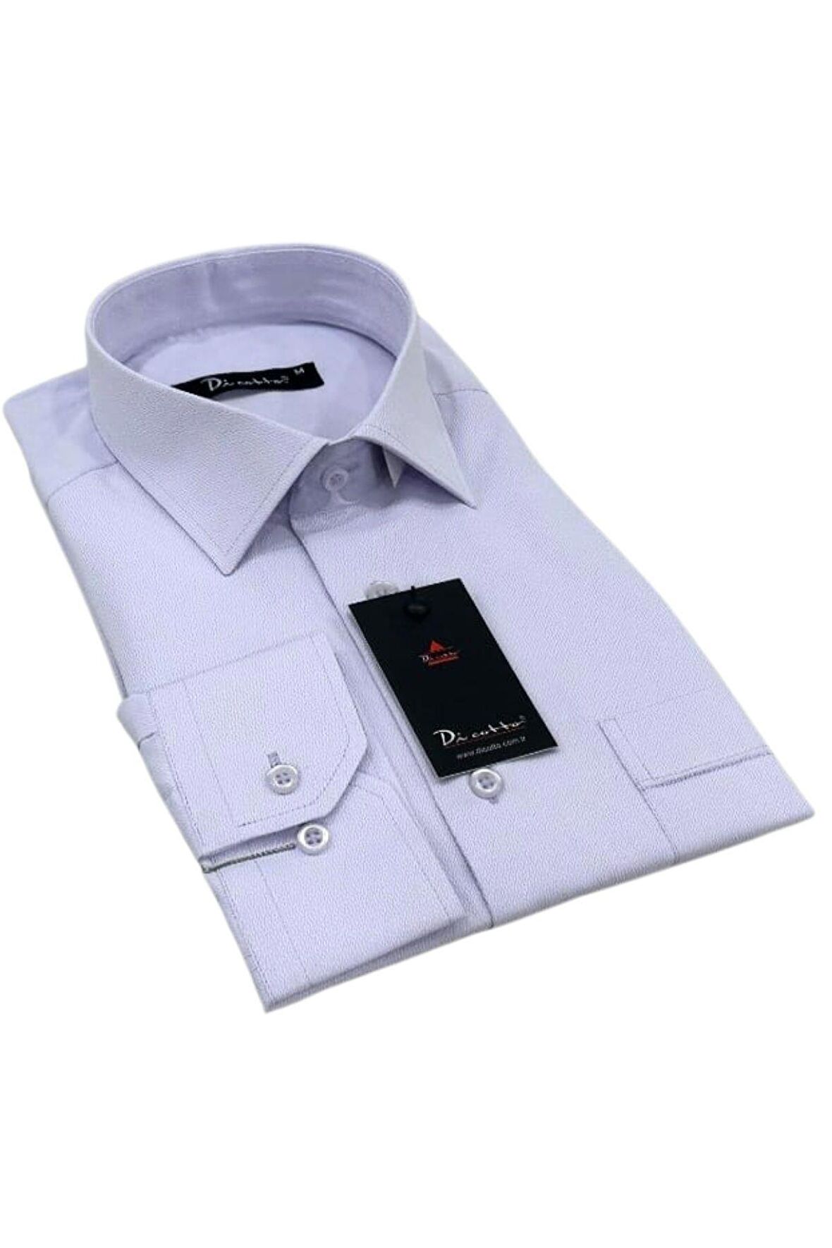 Lila Armür Desenli Rahat Kesim Uzun Kol Erkek Gömlek Tek Cepli Klasik Regular Fit