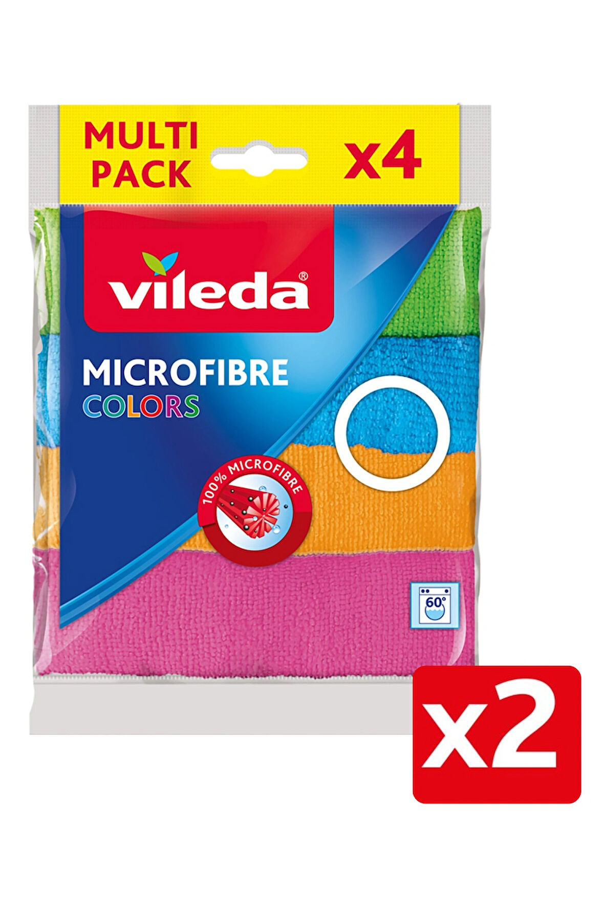 Vileda 2 Paket 4'lü %100 Mikrofiber Colors Temizlik Bezi