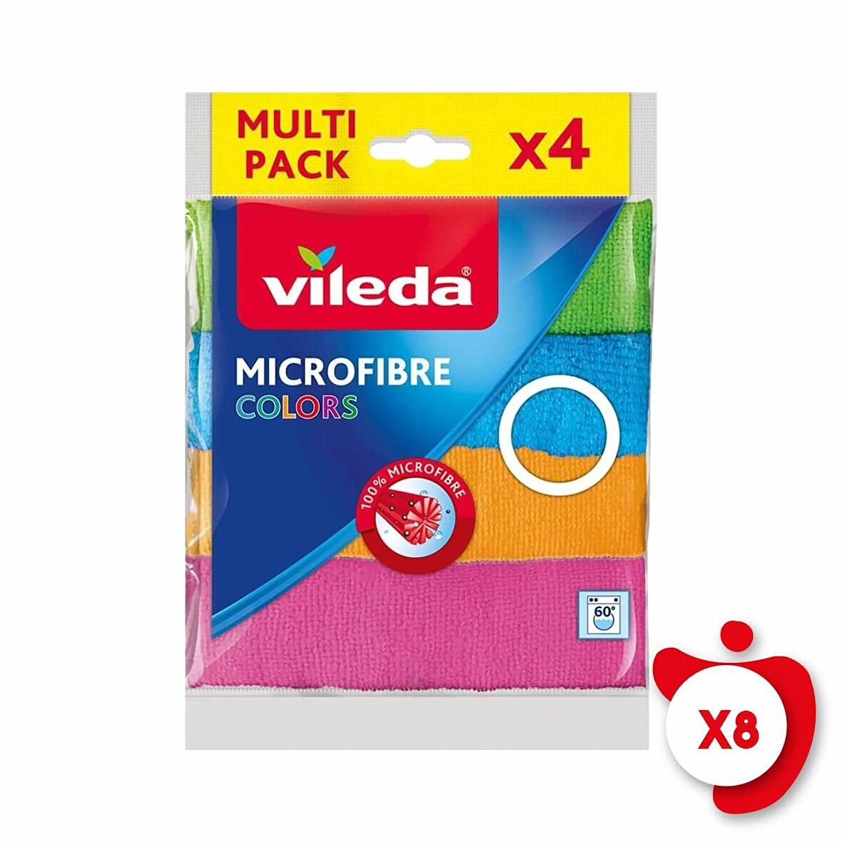 Vileda Microfibre Colors Temizlik Bezi 4'lü 8 Paket