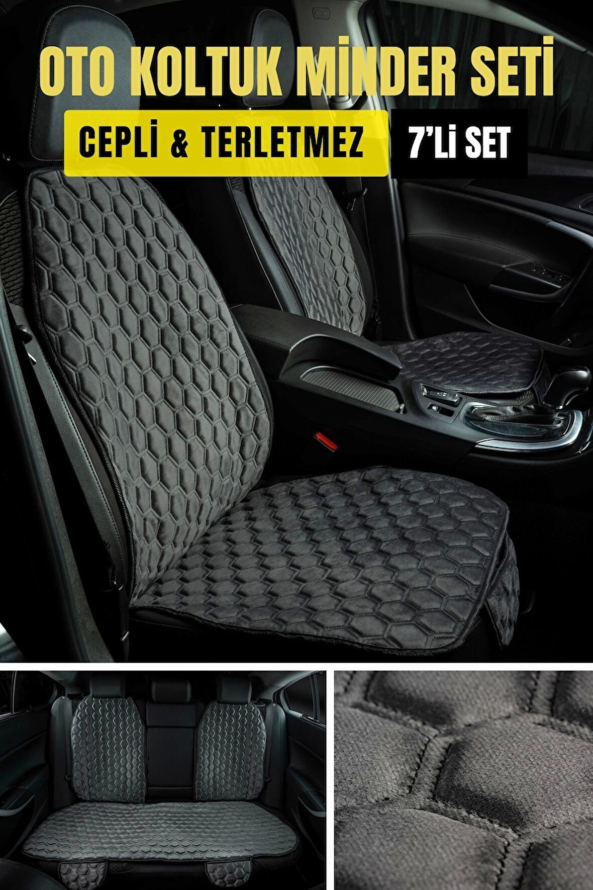 PREMİUM BABYFACE KUMAŞ OTO MİNDER SETİ ANTRASİT( 7 PARÇA)