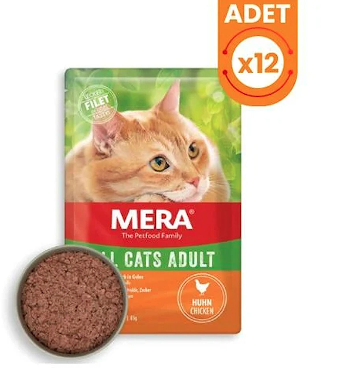 Mera Pouch Tahılsız Tavuklu Yetişkin Kedi Konservesi 85 gr x 12 adet