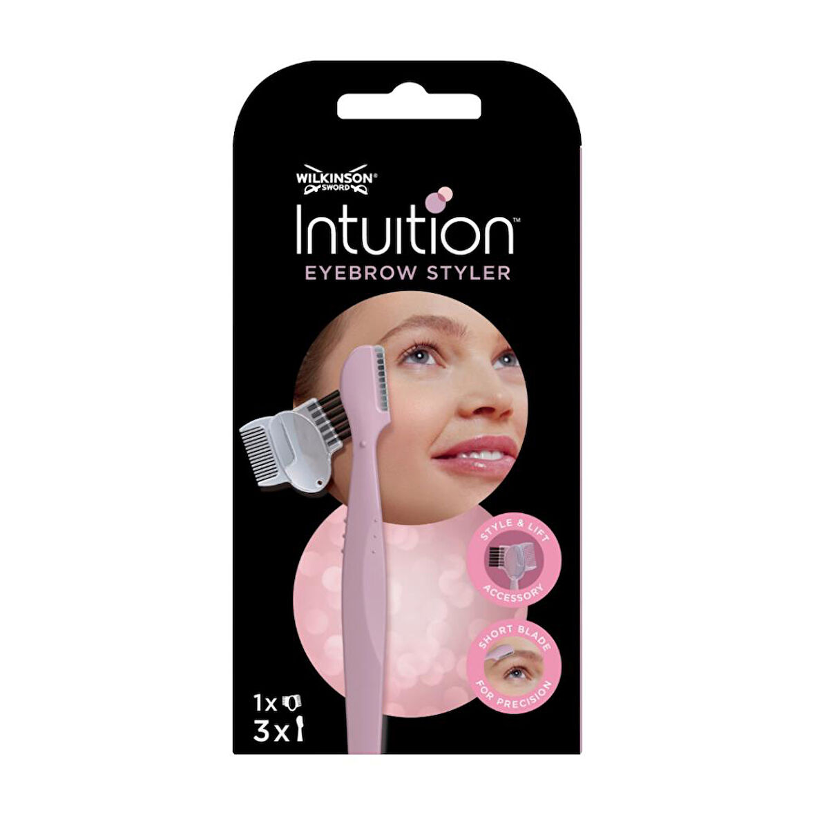 Wilkinson Sword Intuition Kaş Şekillendirme Seti – 3 Kaş Usturası + 1 Fırça & Tarak Aparatı