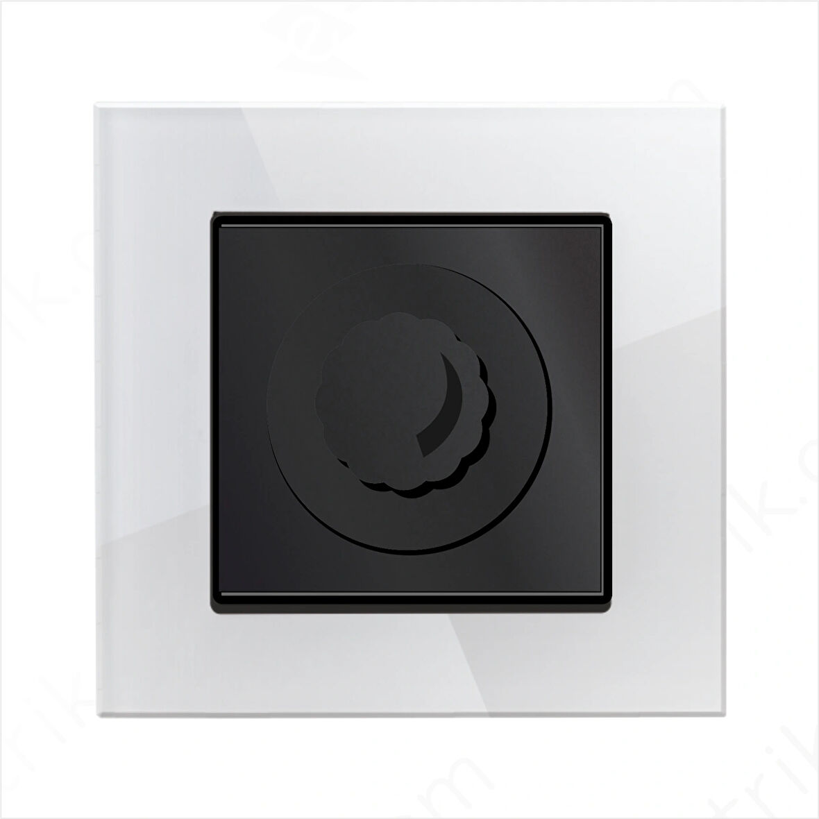 Asyagrup Ovivo Prime Elements Akrilik Cam Beyaz - Siyah Dimmer Anahtarı - Çerçeve Dahil