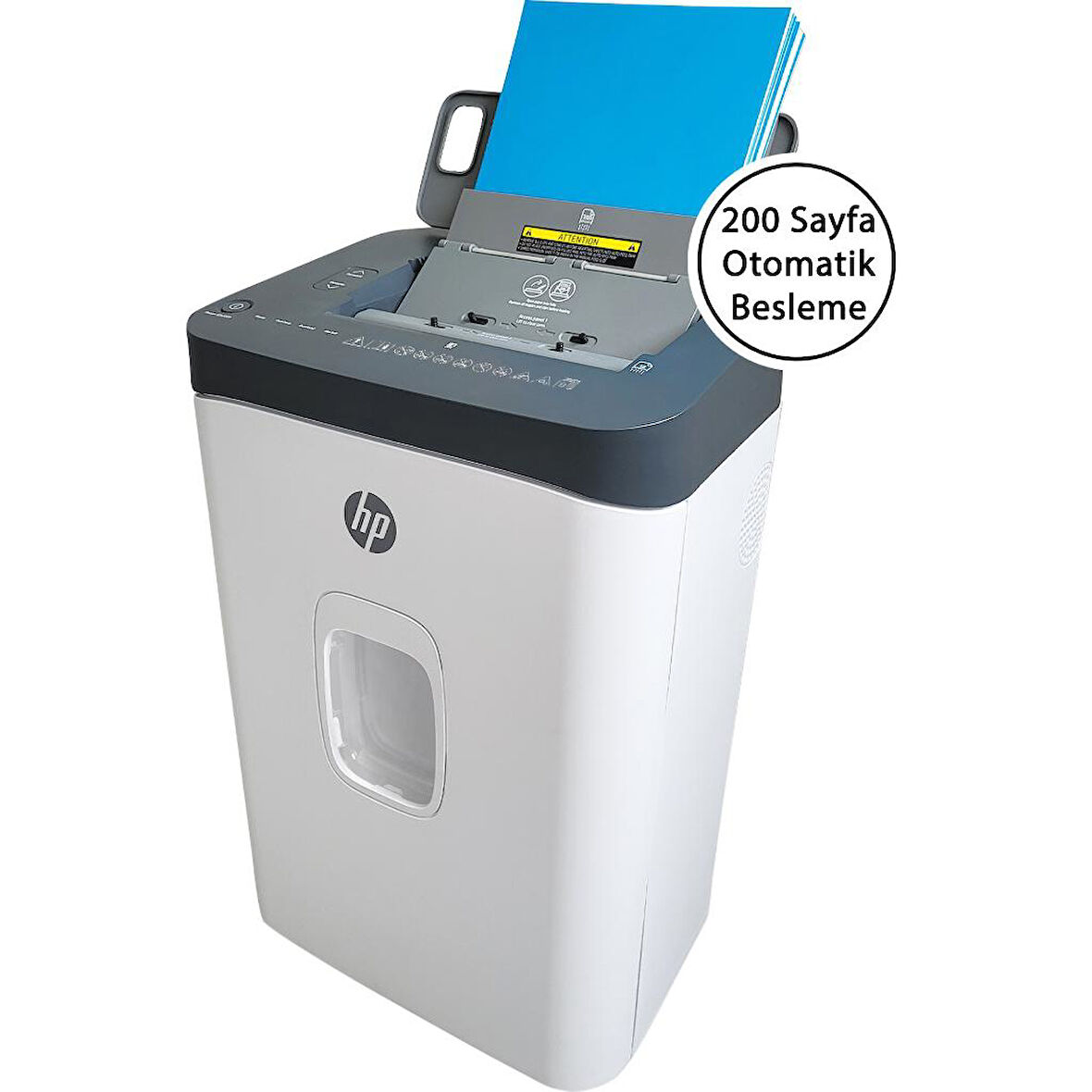 HP OneShred Auto 200CC Otomatik Beslemeli 200 sayfa Evrak İmha Makinesi-P4-Çapraz kesim-4,3x12mm-28lt