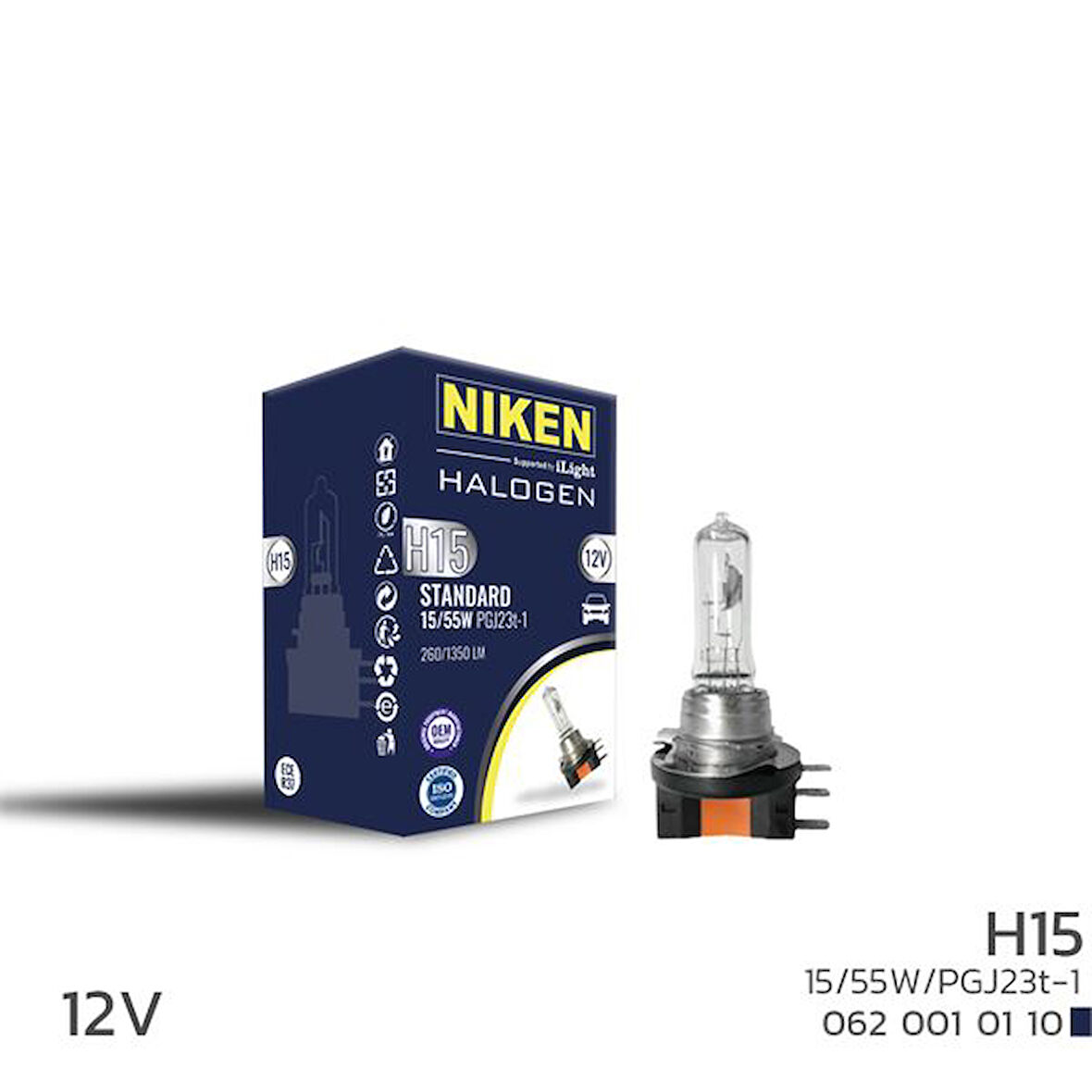 NIKEN 12V  H15 15W/55W HALOJEN AMPUL PGJ23t-1