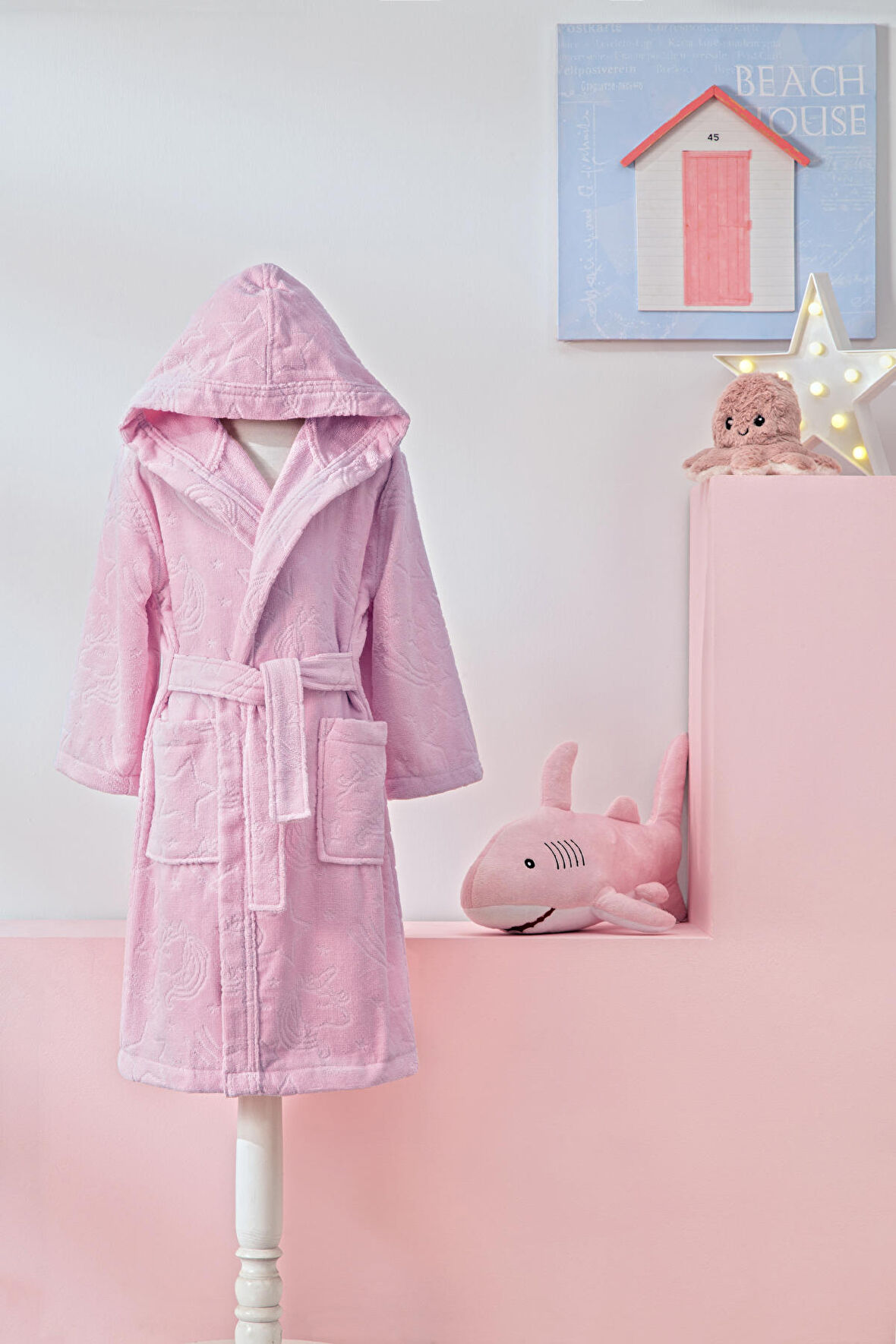 Özdilek Girl Unicorn Kapüşonlu Kadife Çocuk Bornozu 3/4 Yaş