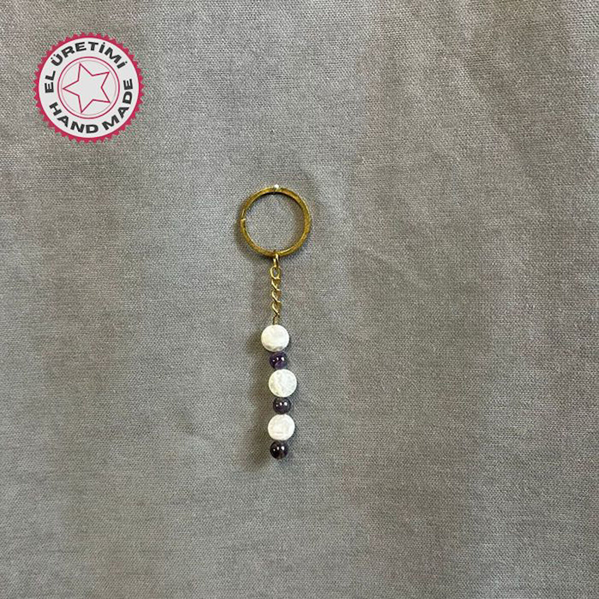 Uretti - Tuğba 6667 2089 El Yapımı Doğal Taş Çakra Anahtarlık