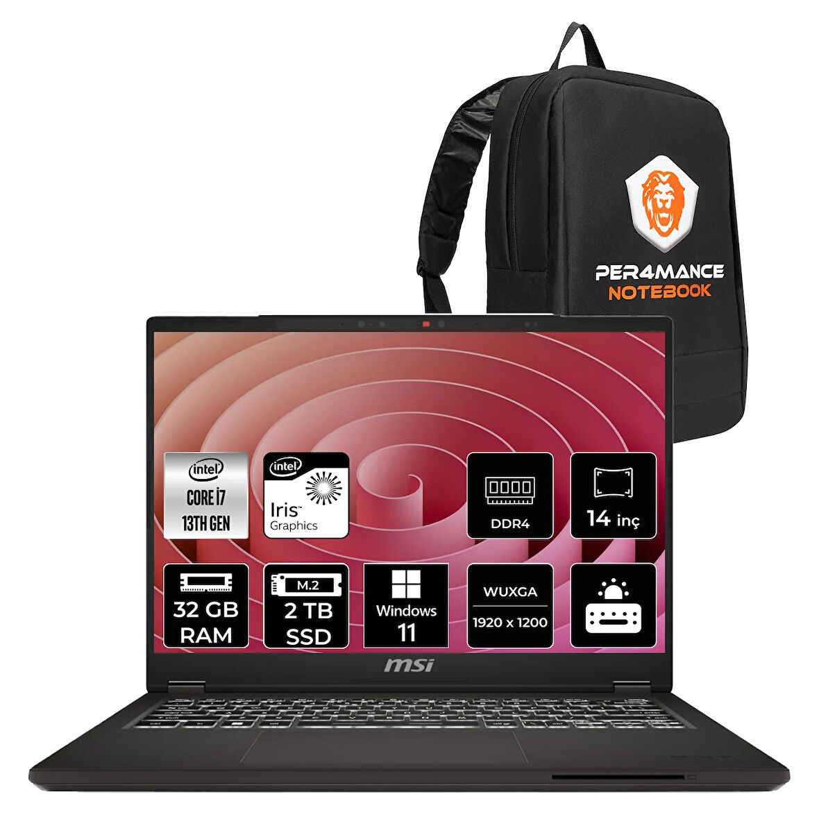 MSI Commercial 14 H i7 13700H 32GB 2TB SSD 14" WUXGA W11H Taşınabilir Bilgisayar & ÇANTA