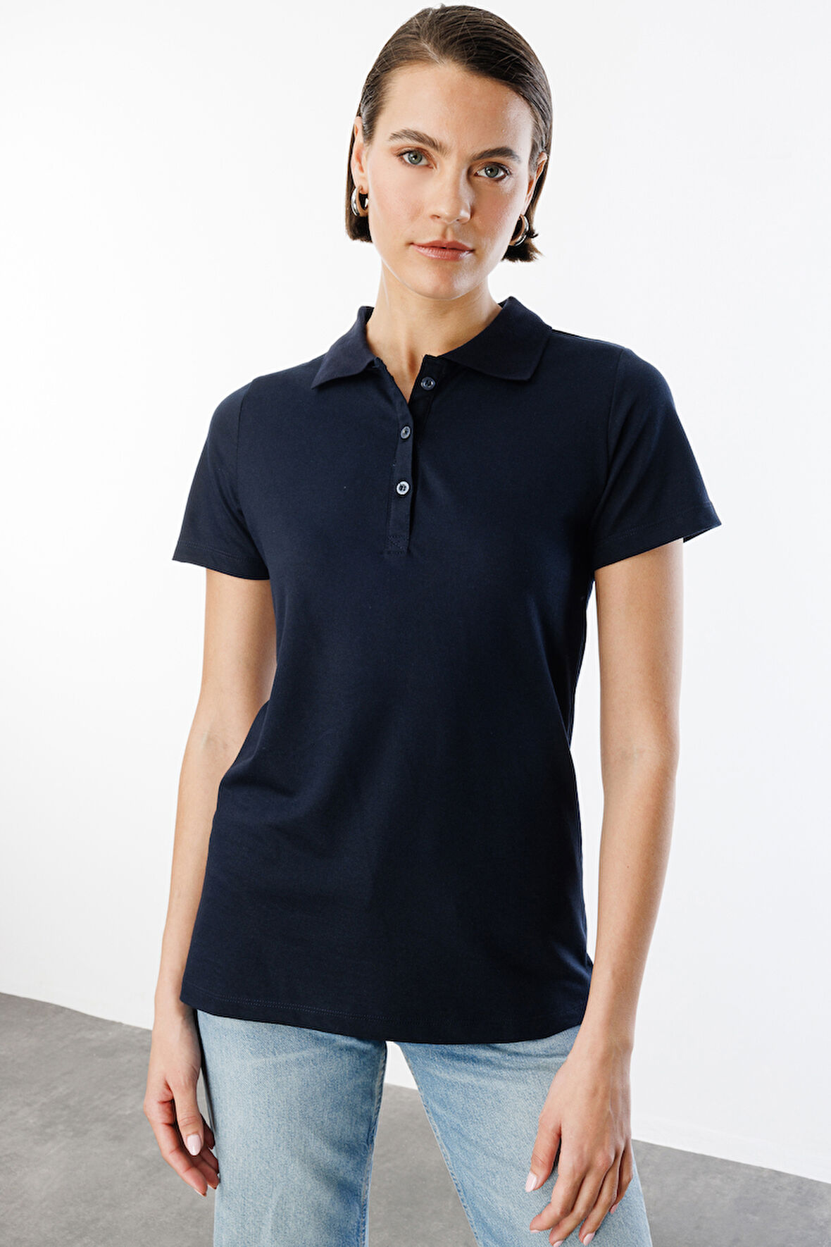 Kadın Basic Polo Yaka Tişört KADIN-POLOYAKA