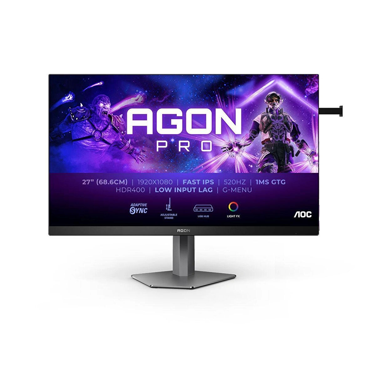 AOC Agon Pro 27” AG276FK 520Hz 0.3ms HDMI Dp Adaptivesync Pivot HDR400 Fast IPS Esports Gaming Monitör