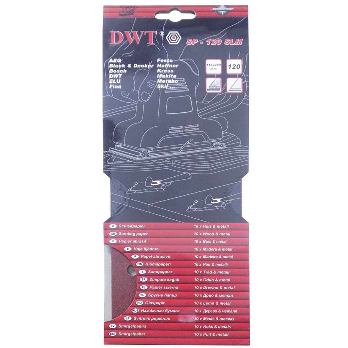 DWT SP-60SLM Dikdörtgen Delikli Zımpara Kağıdı 115x280mm 60 Kum