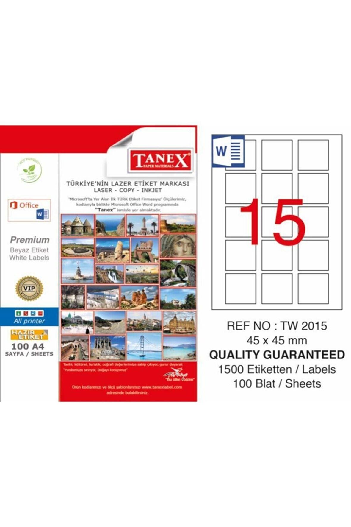 Tanex Tw-2015 Laser Etiket 45x45 Mm