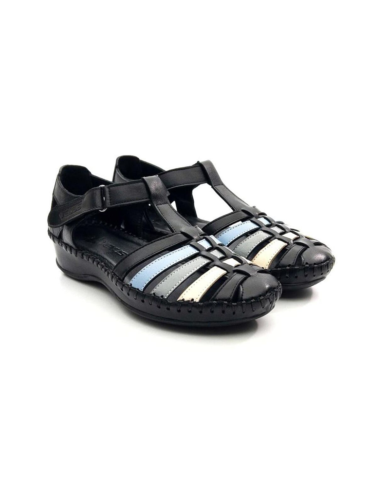 Venüs 23033319Y Kadın Hakiki Deri Renkli Cırtlı Önü Kapalı Sandalet