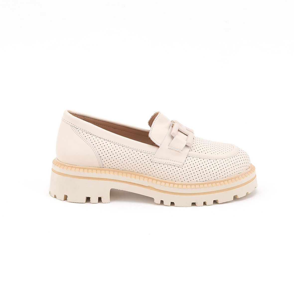 Venüs 2411530 Kadın Hakiki Deri Baskılı Tokalı Kalın Taban Loafer Ayakkabı