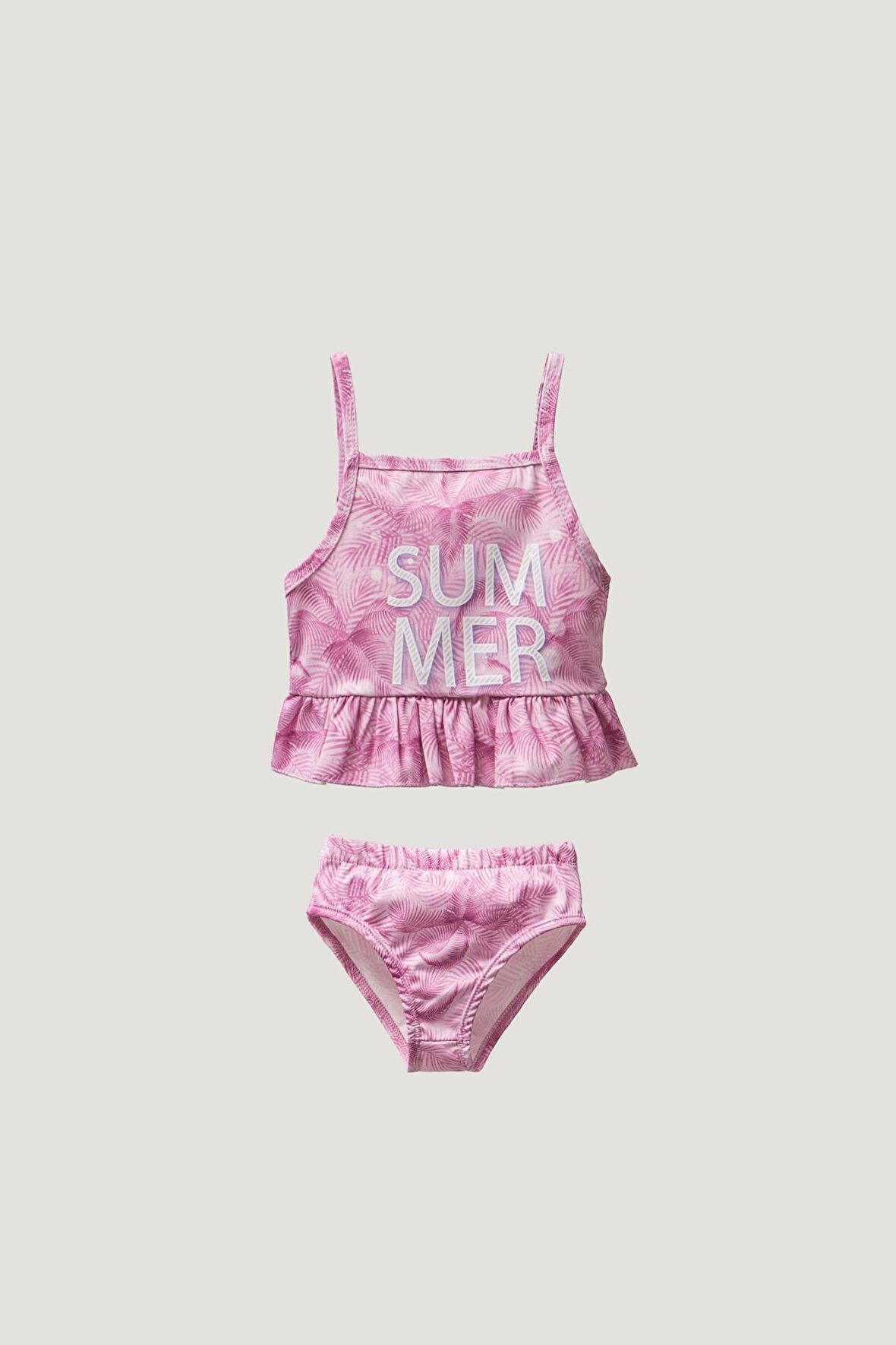 Summer Desenli Pembe Kız Çocuk Bikini