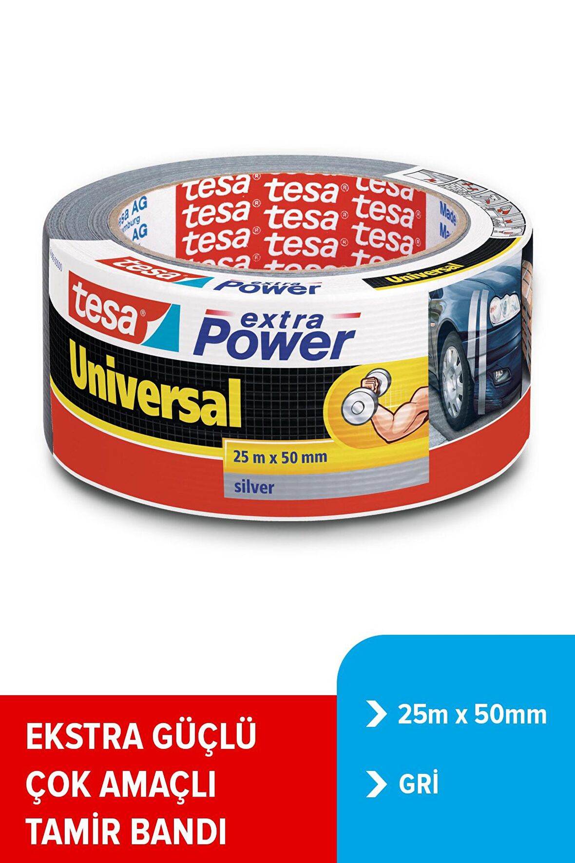 Duct Tamir Bandı, Extra Power Universal, Gri, 25m x 50mm