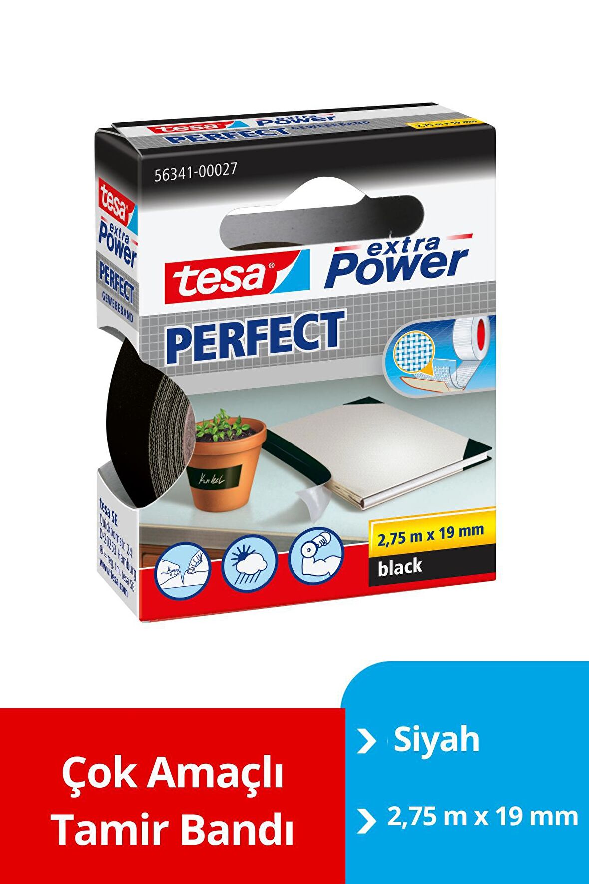 tesa® Ekstra Power Kusursuz Tamir Bandı, siyah