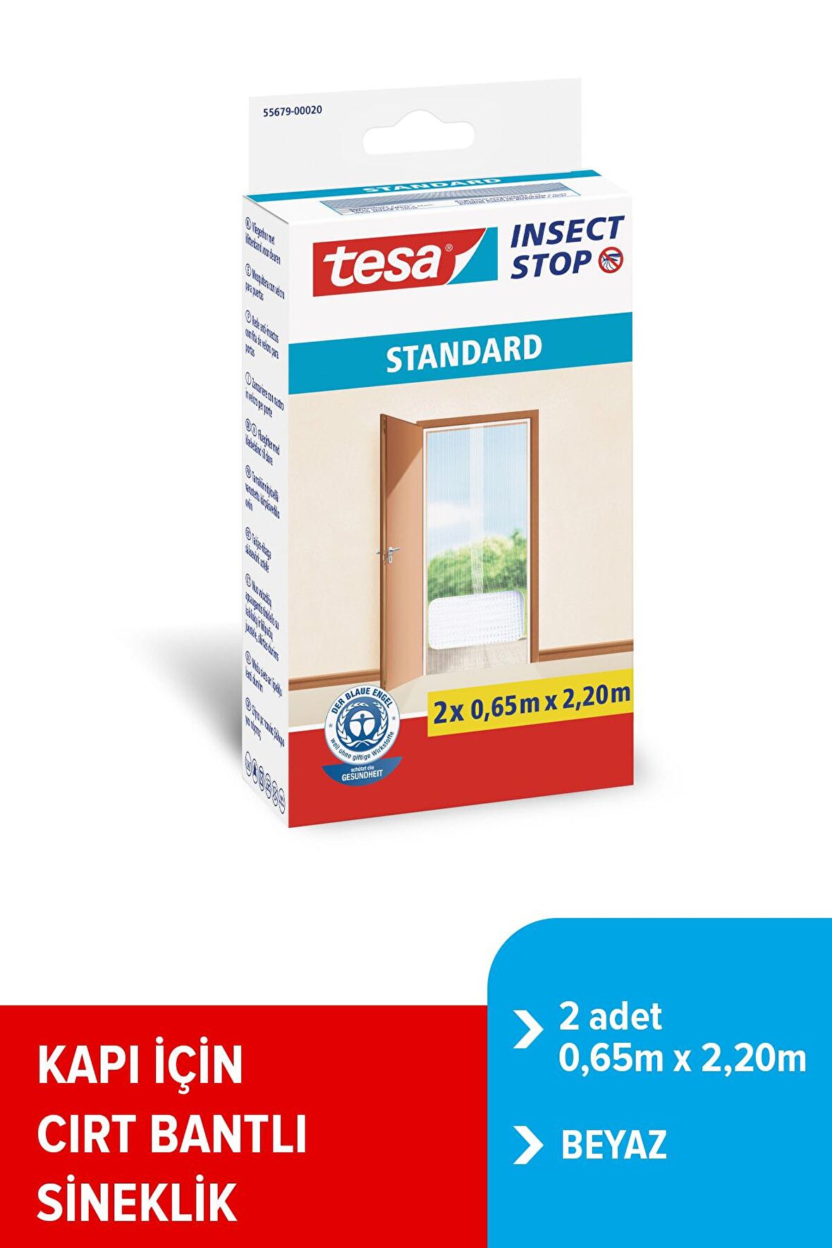 Sineklik, Standart, Cırt Bantlı, Kapı için, Kesilerek ayarlanabilir, Beyaz, 2 adet 0.65m x 2.20m