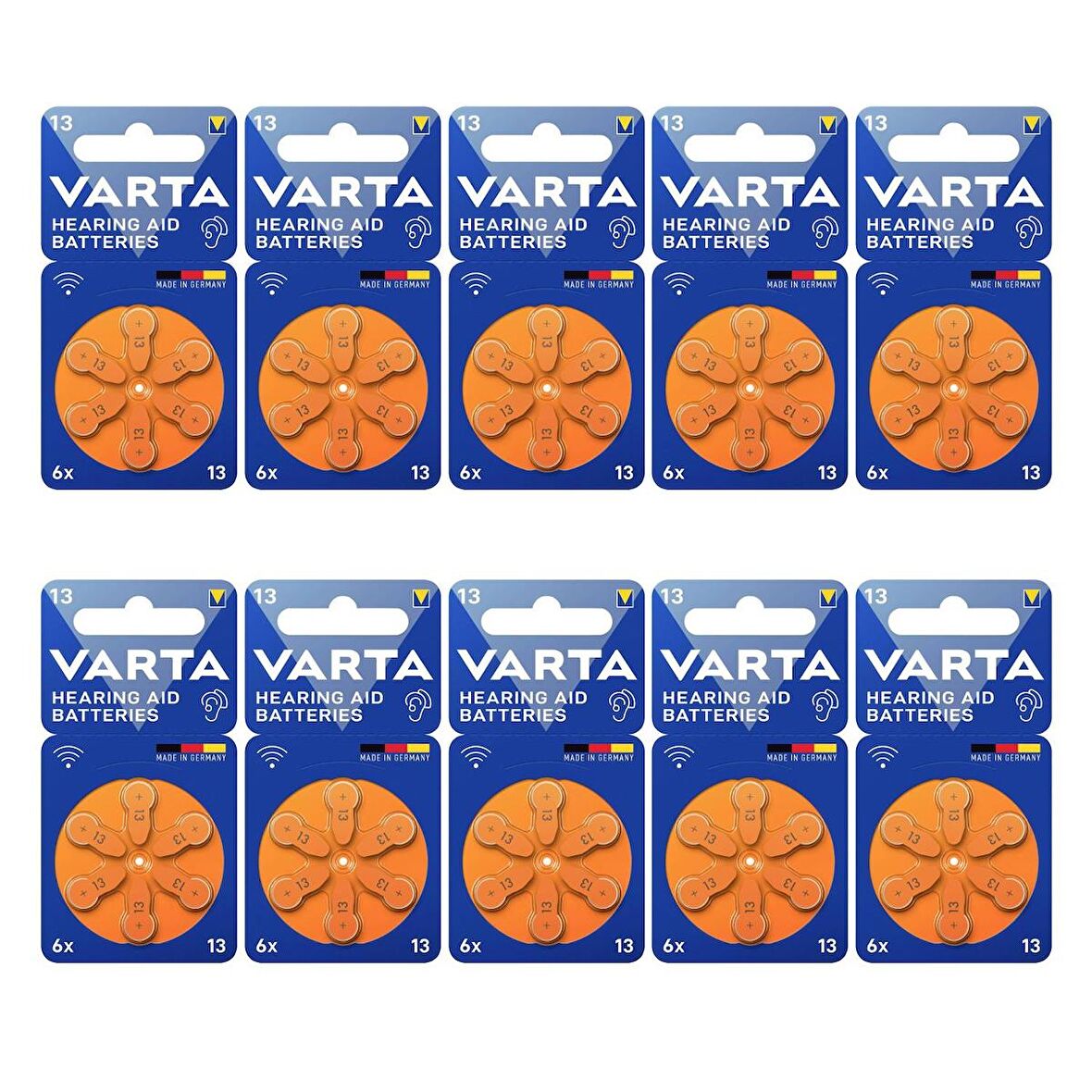Varta 13 Numara İşitme Cihazı Pili 6'lı Blister 10 Adet(60 Adet)