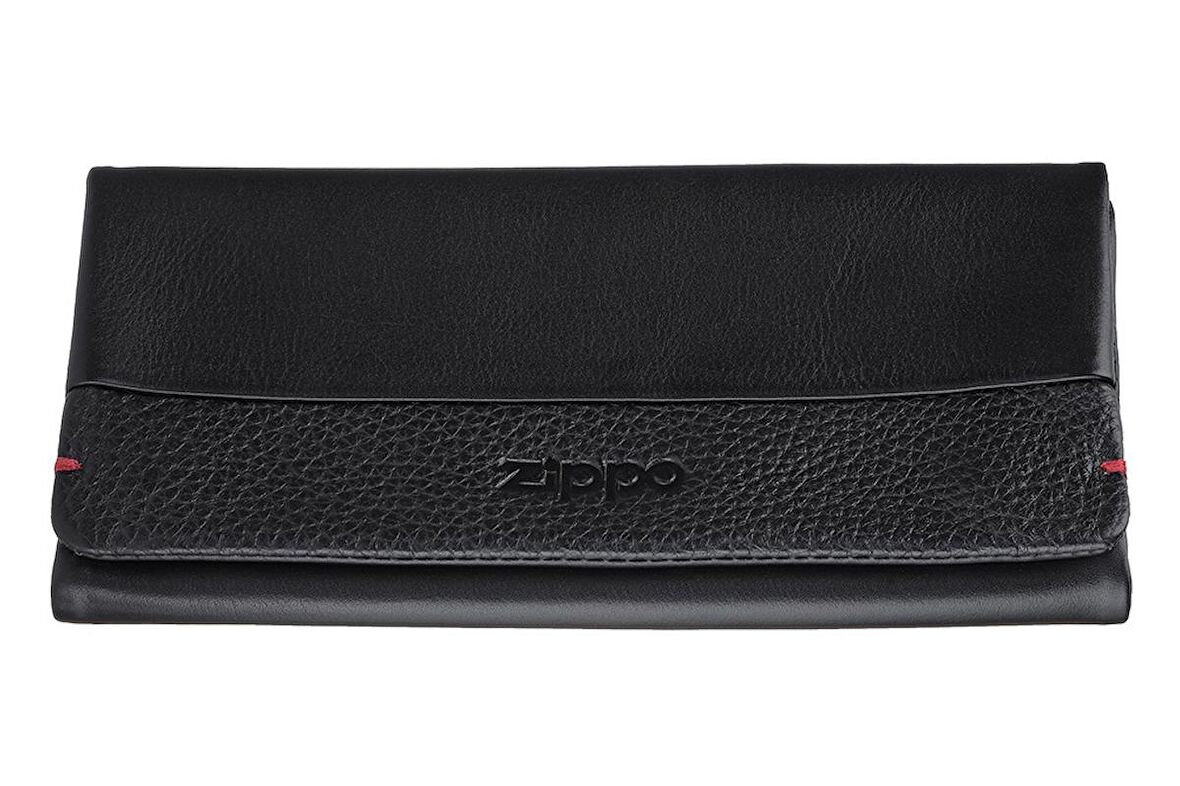 Zippo Nappa Tri-Fold Tobacco Pouch Black