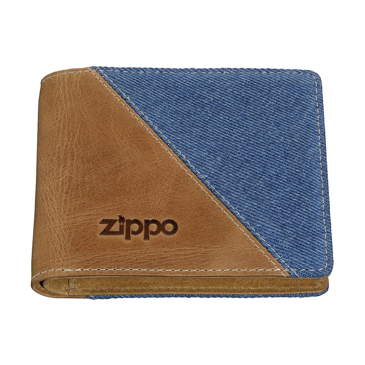 Zippo Mens Wallet Denim Blue Tan