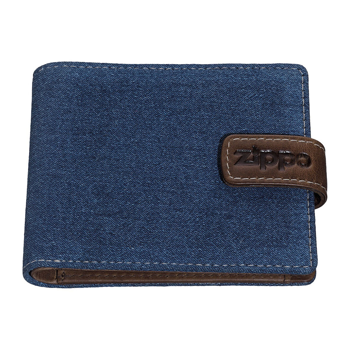 Zippo Mens Wallet Denim Blue Brown