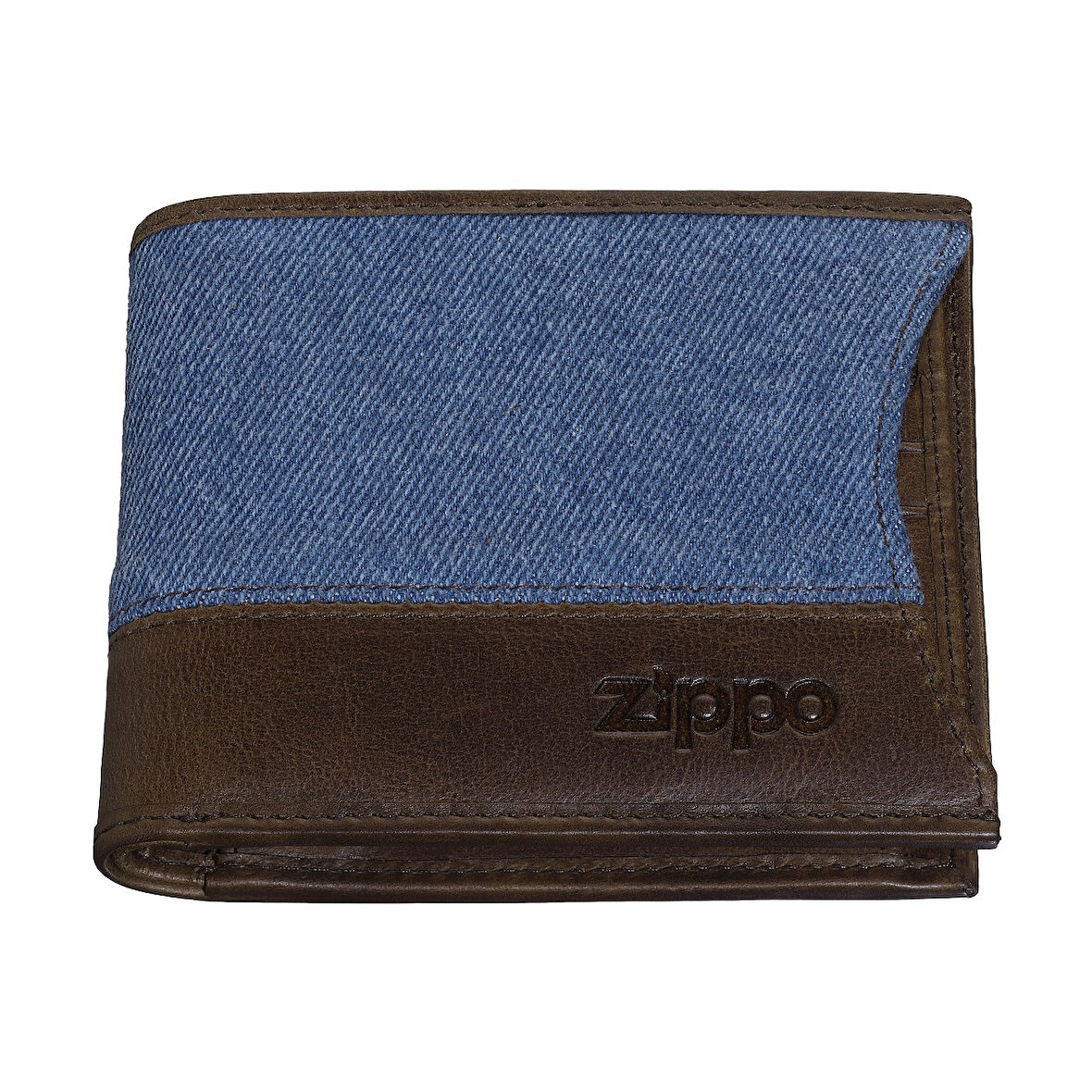 Zippo Mens Wallet Denim Blue Brown