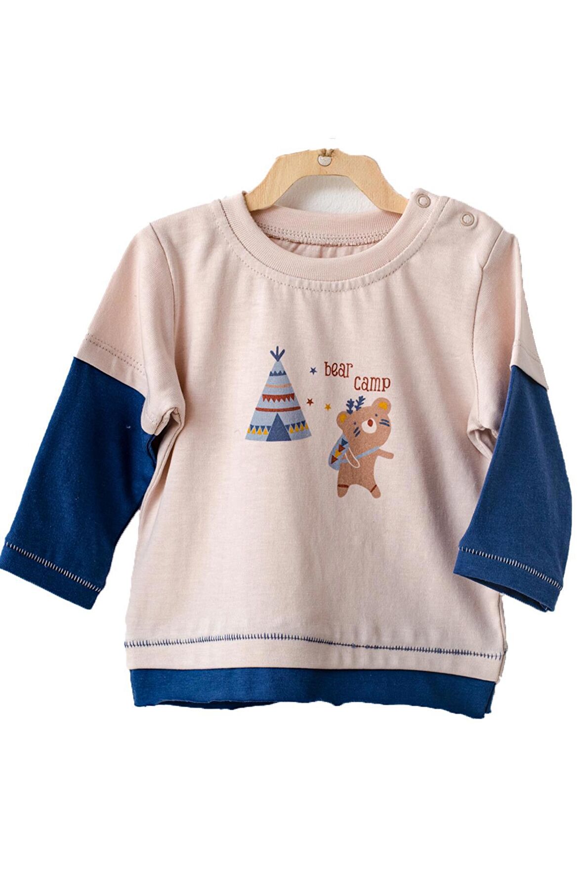 Andywawa Bear Camp Erkek Bebek Mavi Tshirt AC21081