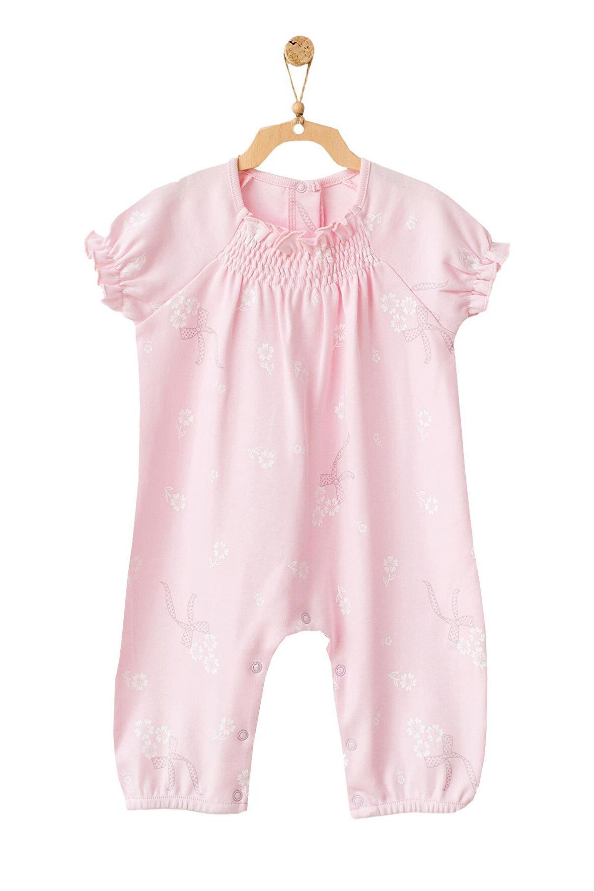 Andywawa Kız Bebek Çiçek Desenli Pembe Tulum AC21794R