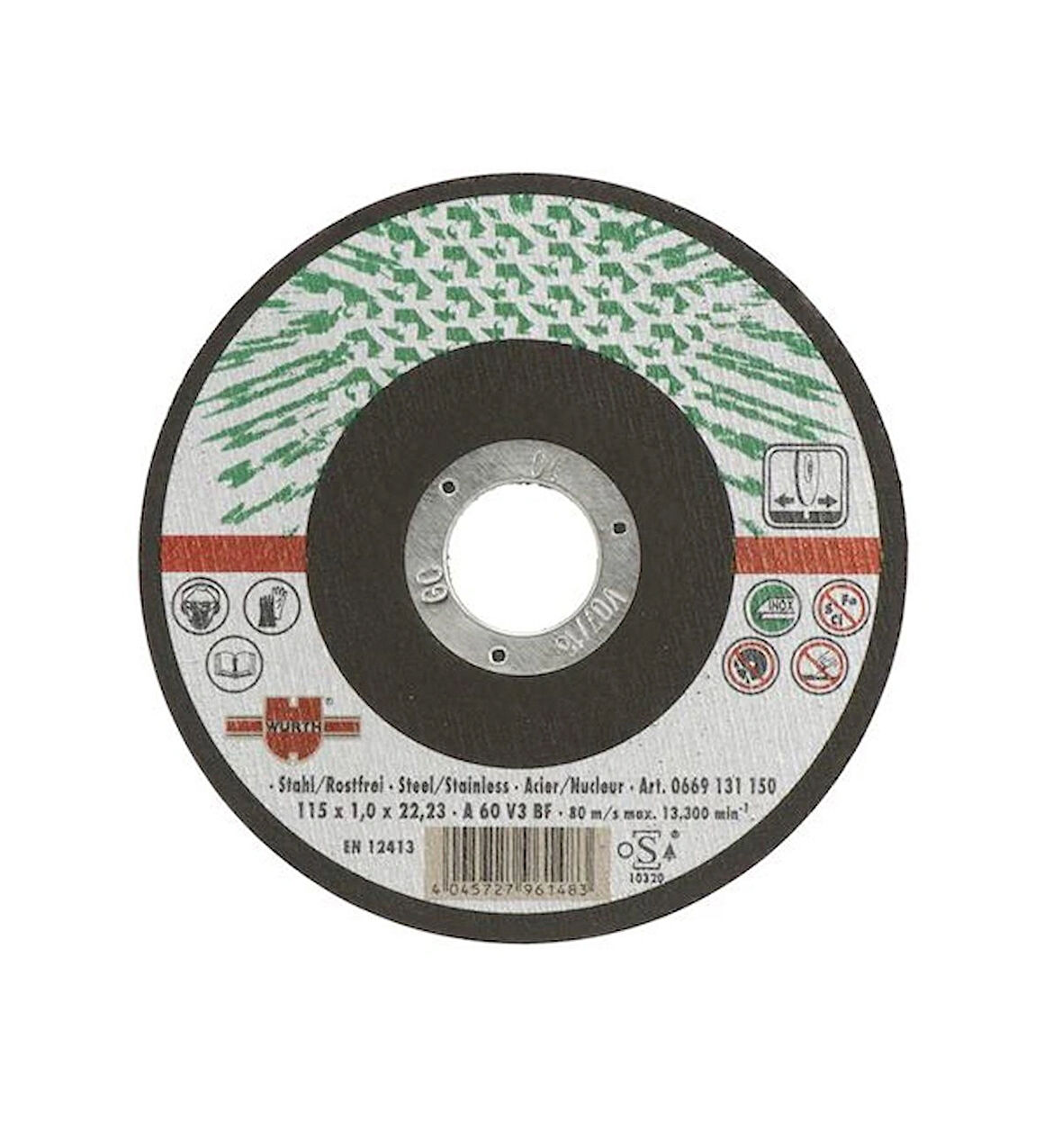 WÜRTH Kesme Taşı-paslanmaz Için-yeşil-d115x1mm