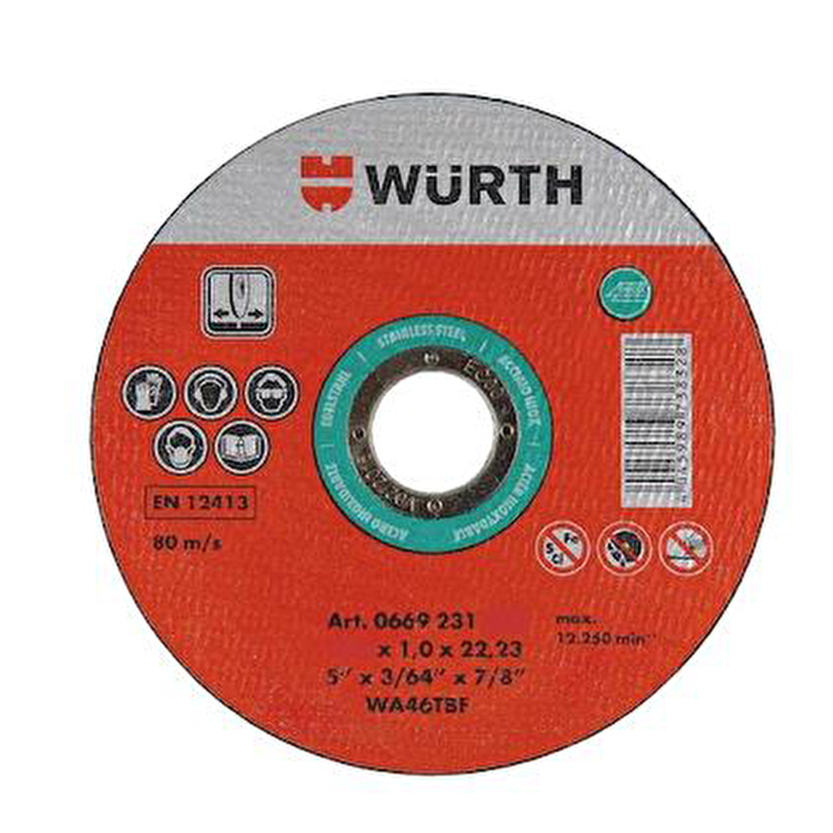 Würth İnox Kesici Paslanmaz Taş 115X1X22