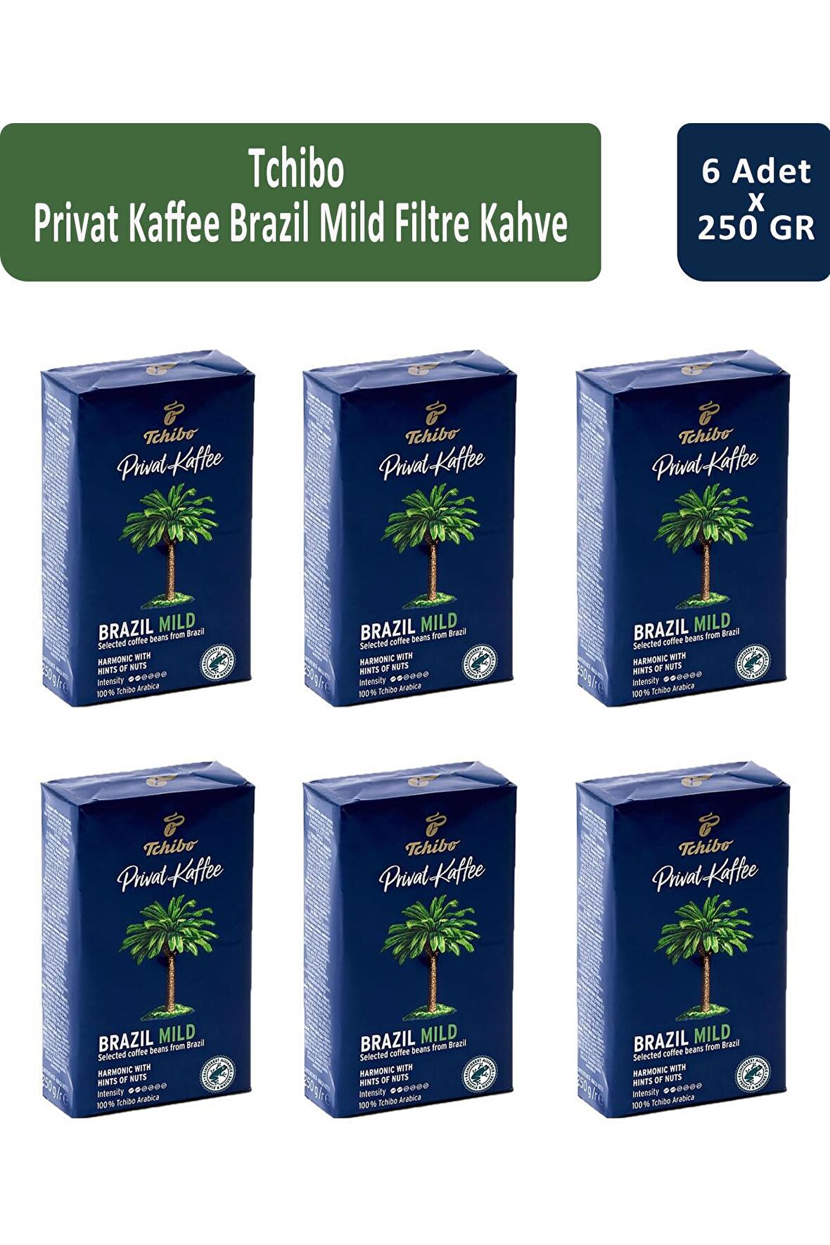 Tchibo Privat Brazil Mild Filtre Kahve 250 gr x 6 Adet