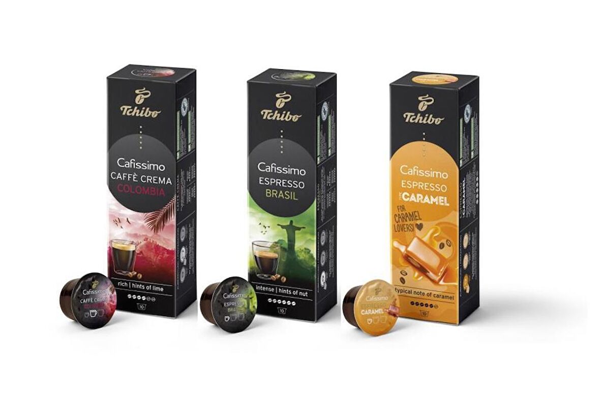 Tchibo 3lü Set  Colombia - Brasil - Caramel Kapsül Kahve 