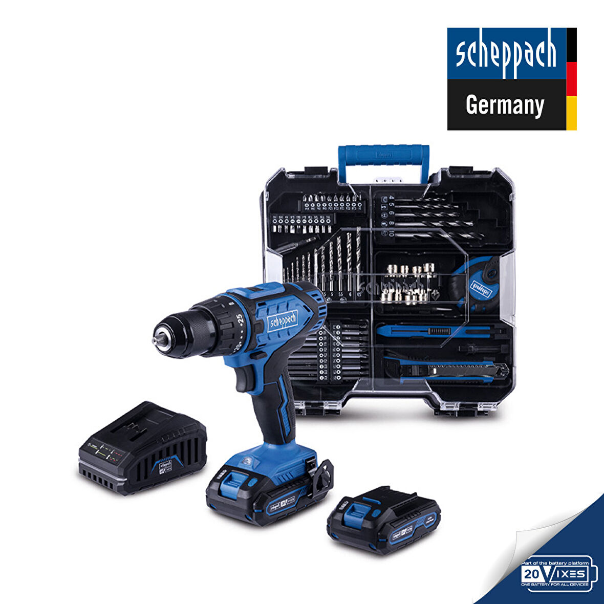 Scheppach C-DTB74/1-X 20V 1x2AH Akülü Vidalama + 74 Parça Aksesuar Seti - 5909315900