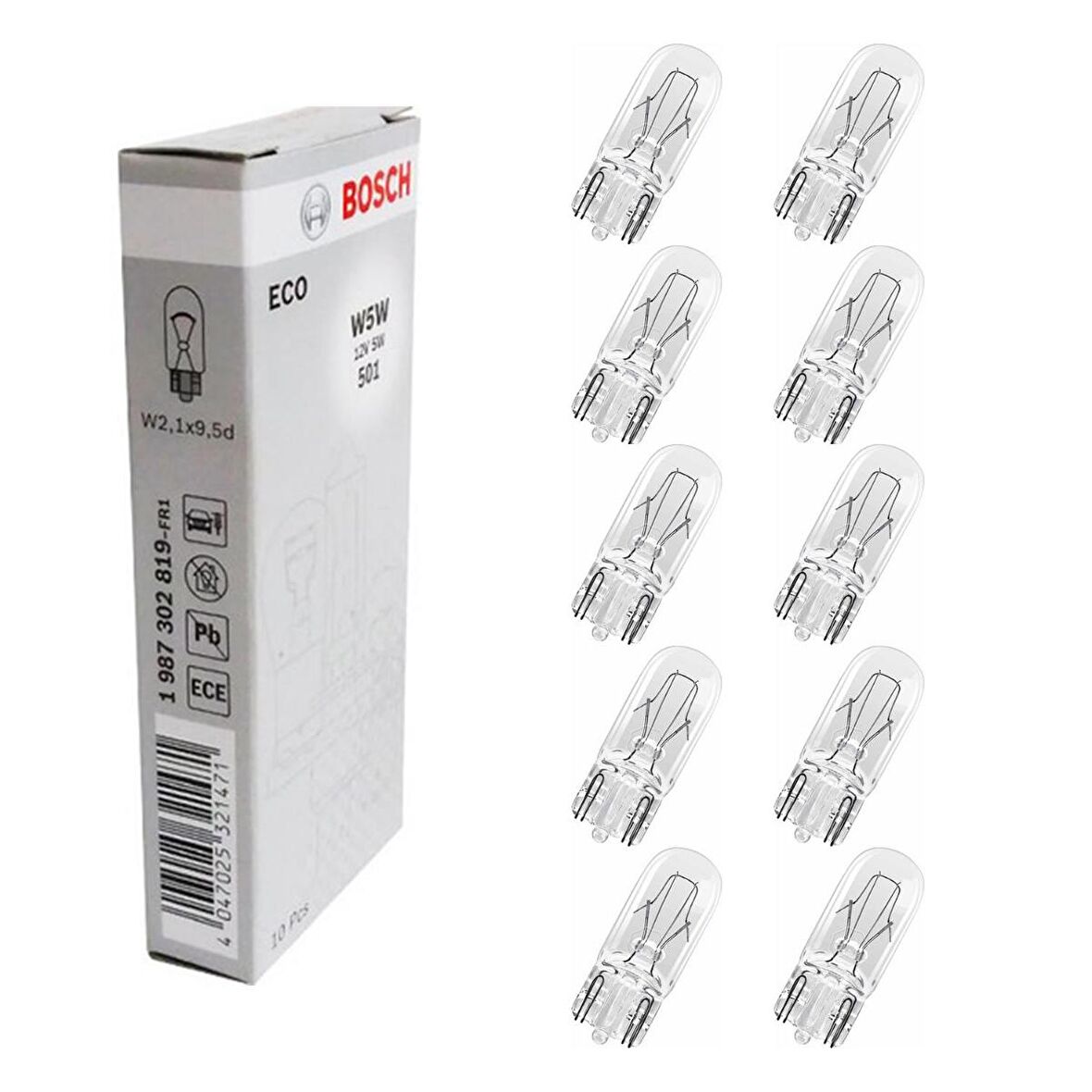 Bosch ECO Dipsiz Ampul 12V 5W T10 W5W 10'lu Paket