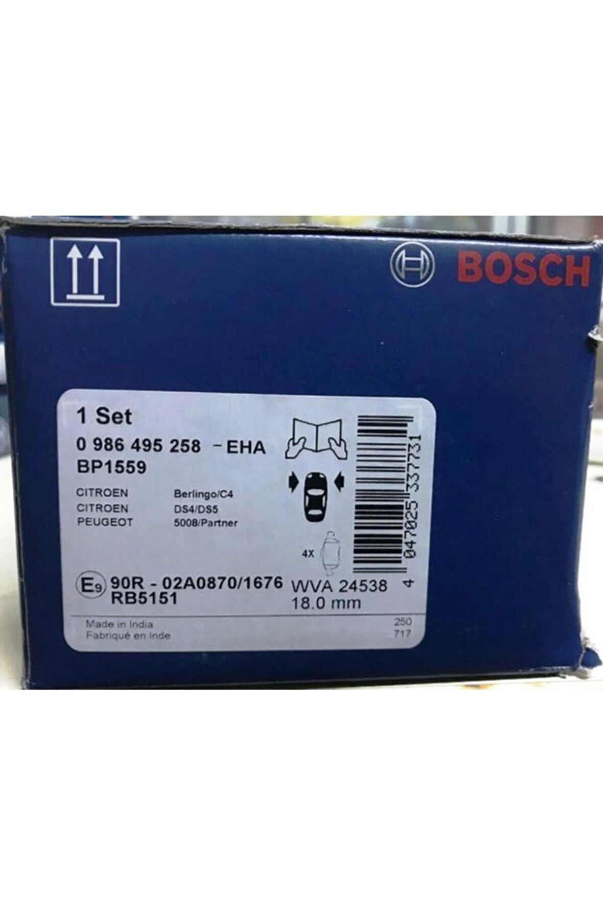 ( 0986495258 - Bp1559 ) Peugeot Partner Tepee Ön Fren Balatası