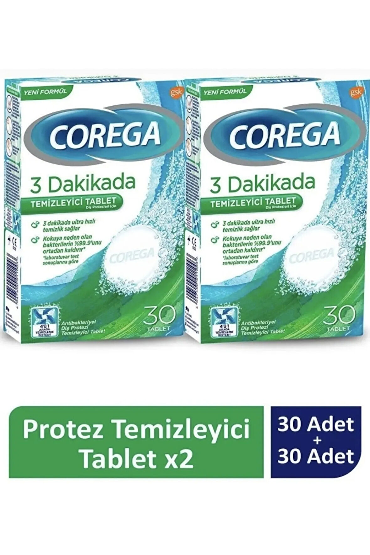 Protez Temizleme Tableti 30’lu X 2 Adet
