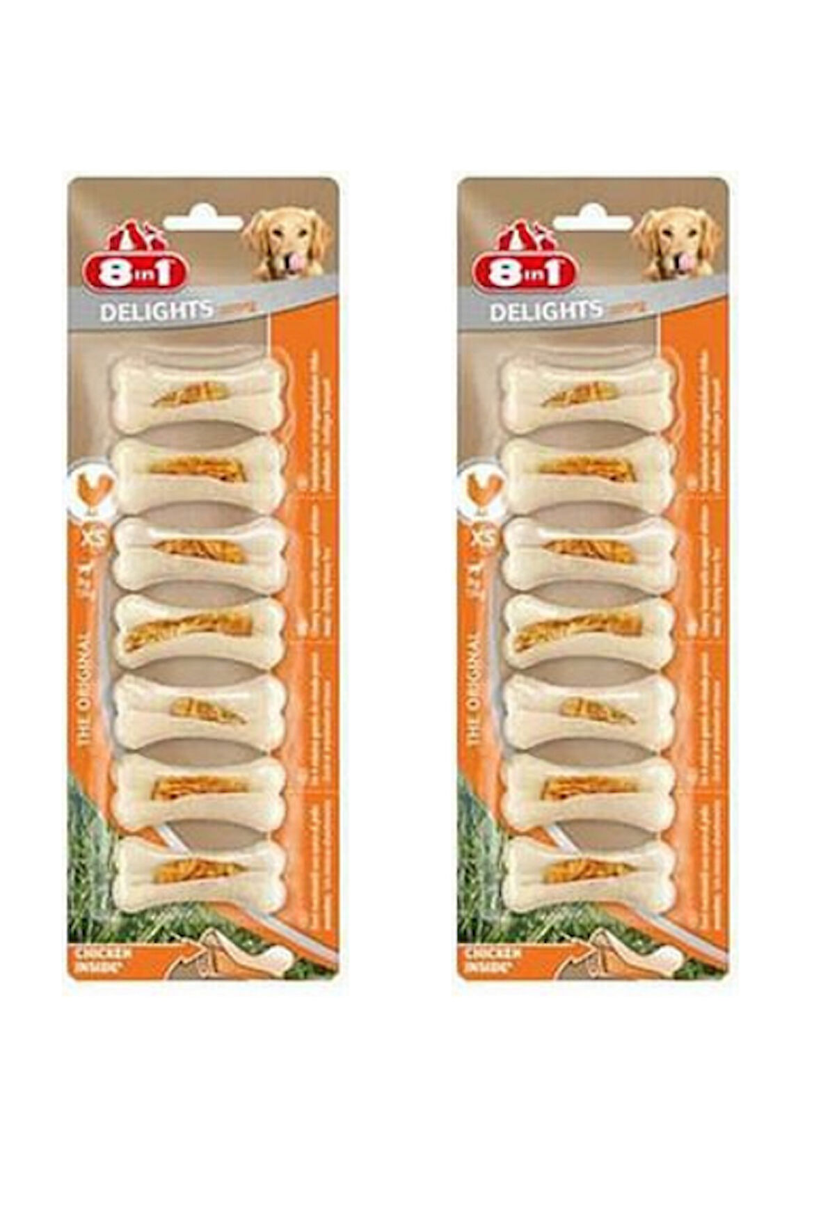 8in1 Delights Strong Tavuklu Köpek Ödül Kemiği (XS) 140Gr X 2 Adet