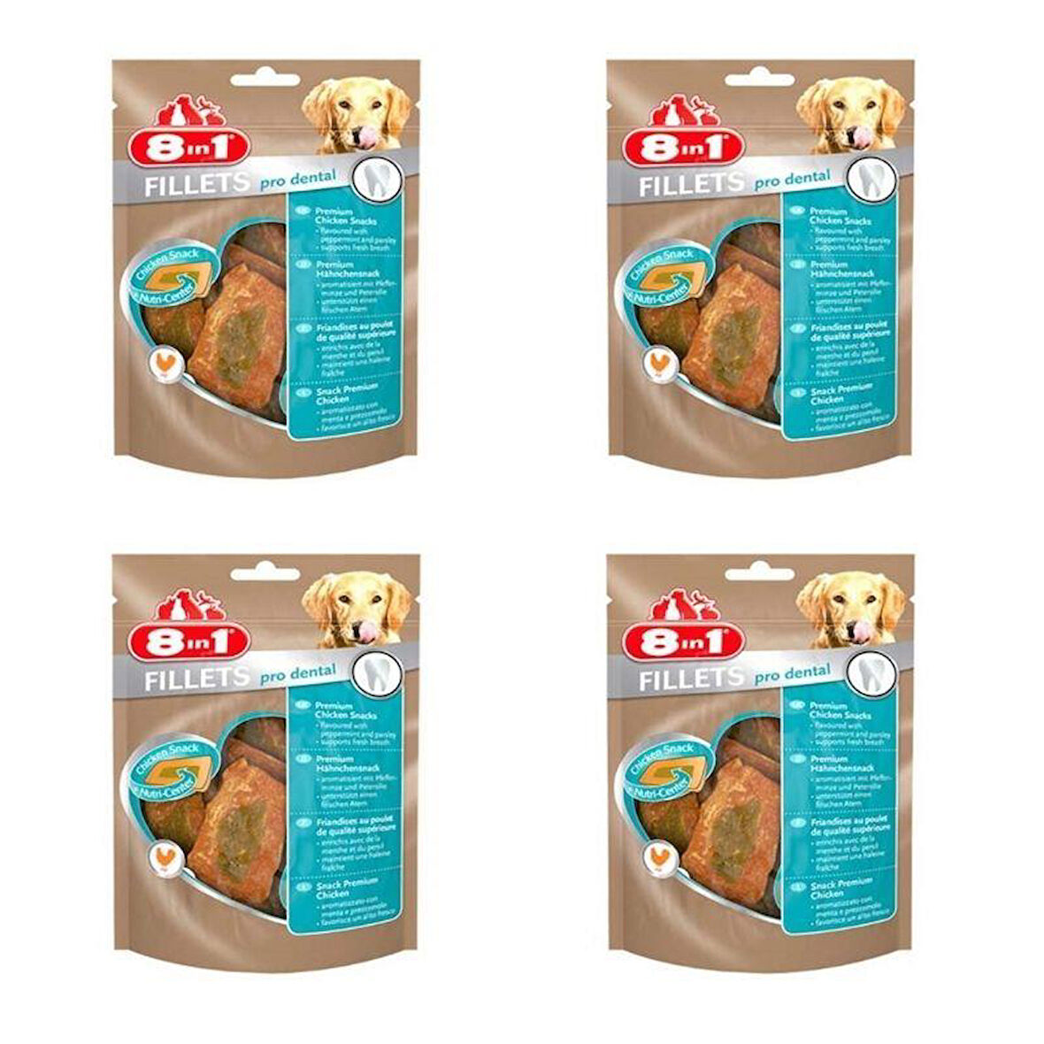 8 in 1 Poch Fillets Pro Dental Nane Aromalı Köpek Ödülü 80gr X 4 Adet