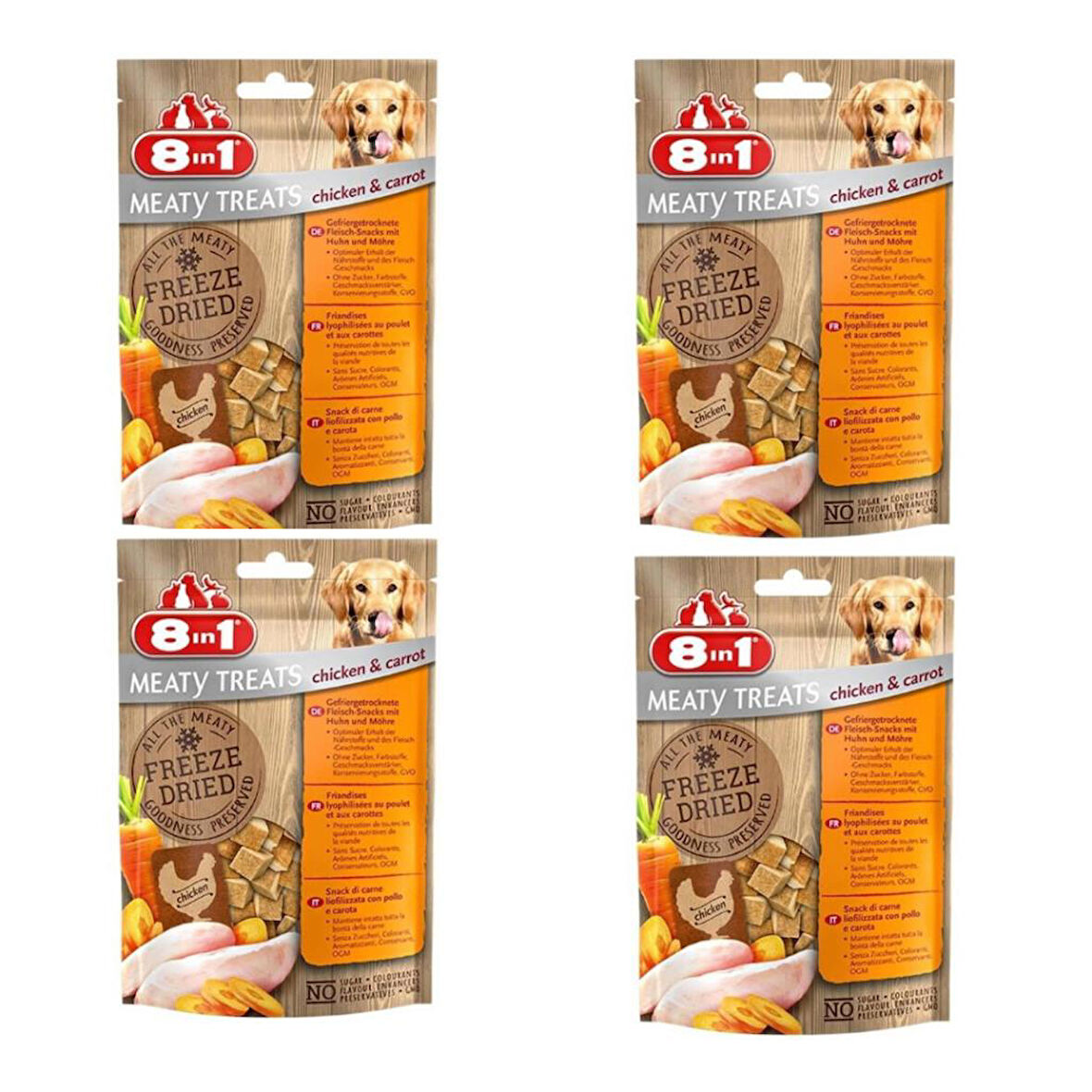 8in1 Freeze Dried Tavuklu Havuçlu Doğal Ödül 50 Gr X 4 Adet