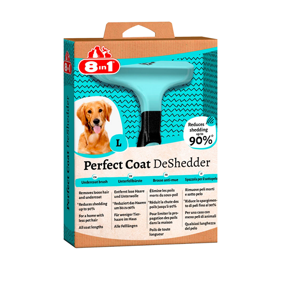 8in1 Perfect Coat DeShedder  Köpekler İçin Tarak (L)