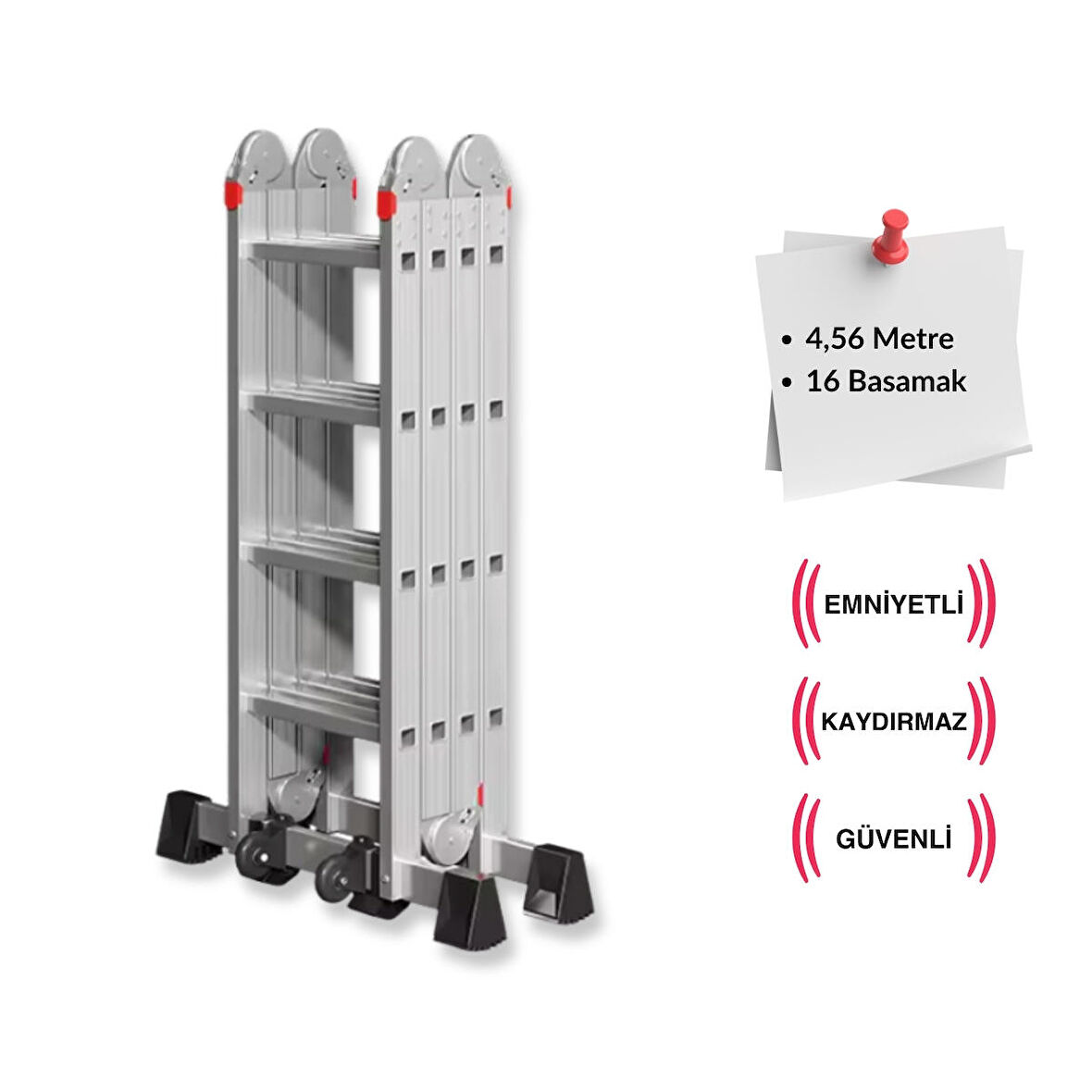 4,56 Metre - 16  Basamaklı Katlanır Akrobat Merdiven