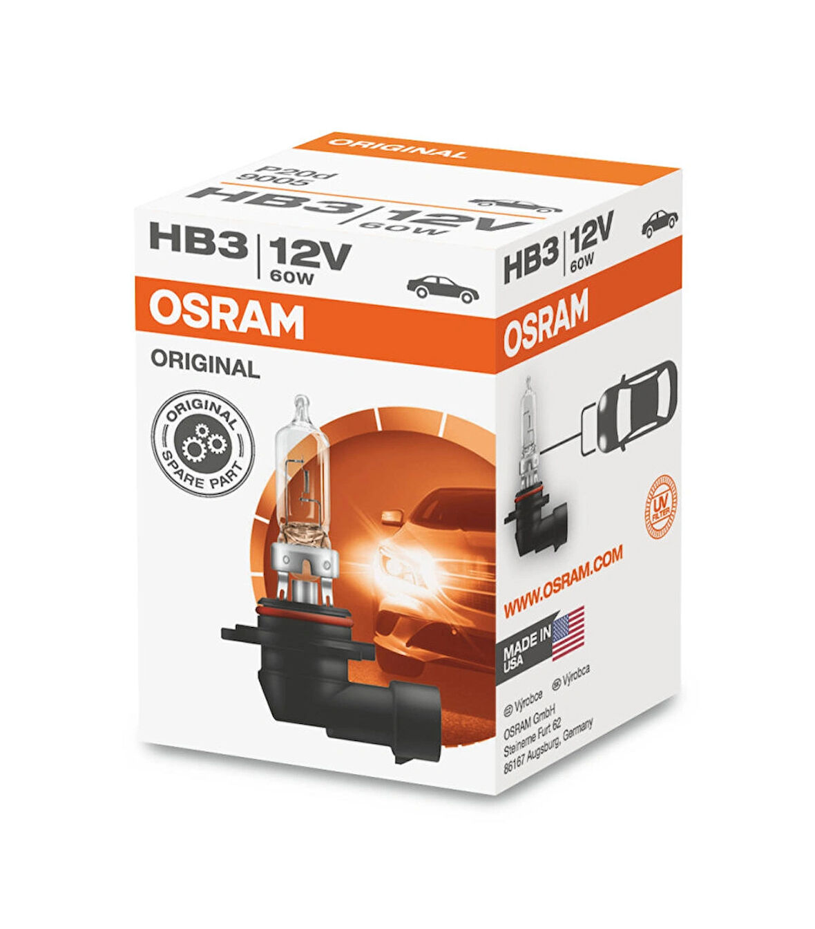 Osram 9005 HB3 Standart Far Ampulü Plastik Soketli 12V 60W (1 Ad.)