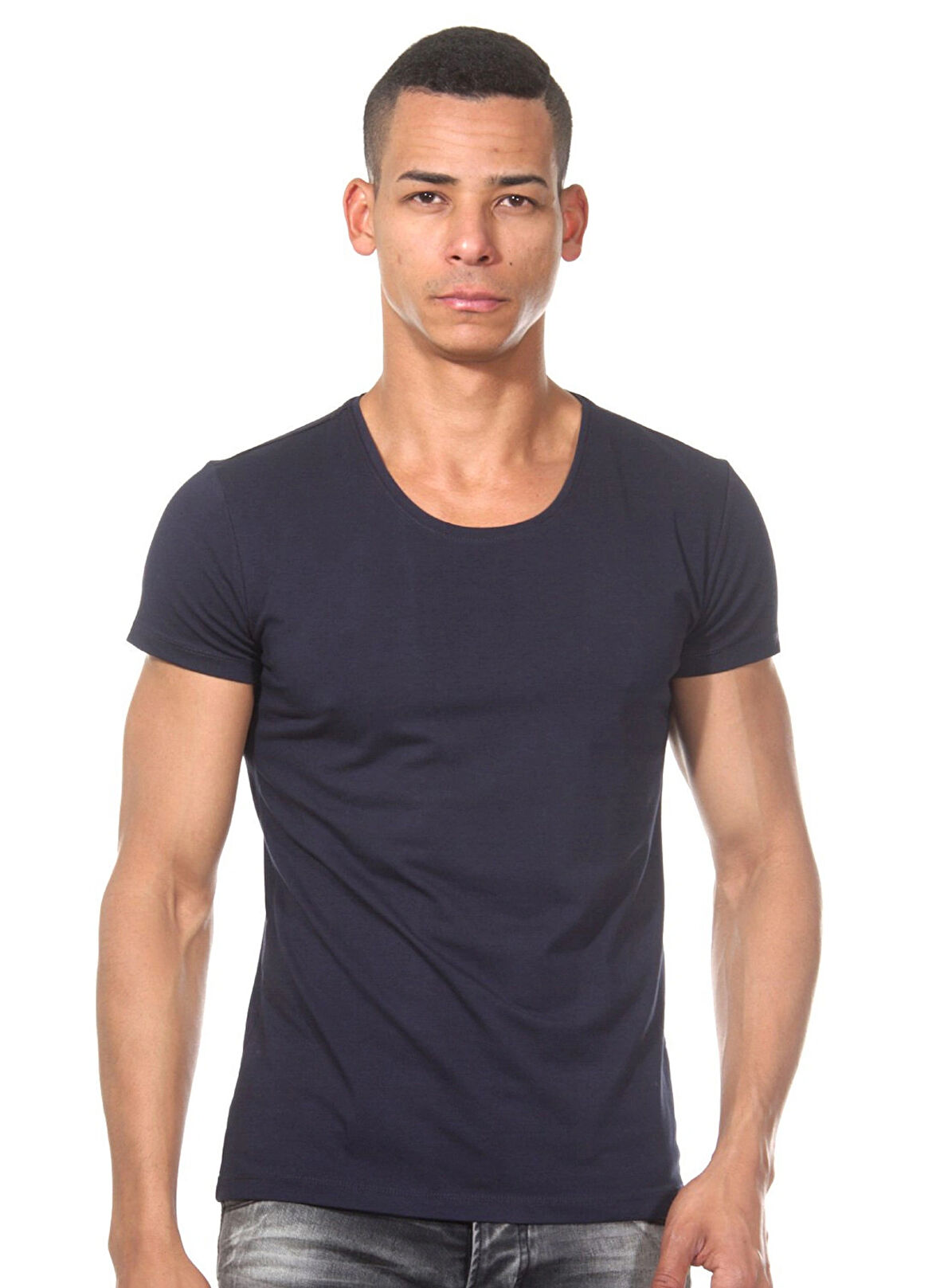 Darkzone Bisiklet Yaka Lacivert Erkek T-Shirt DZN8504