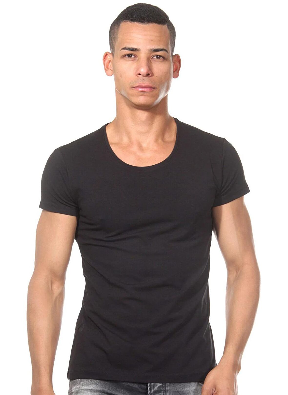 Darkzone Bisiklet Yaka Düz Siyah Erkek T-Shirt DZN8501