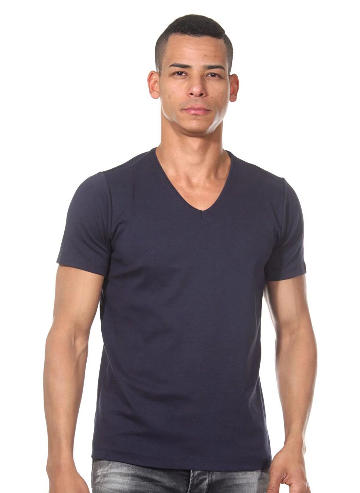 Darkzone V Yaka Düz Lacivert Erkek T-Shirt DZN8614
