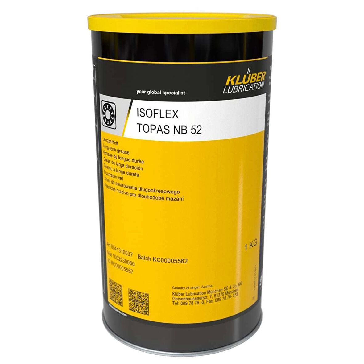 Klüber Isoflex Topas NB 52 1KG – Yüksek Hızlı Rulmanlar İçin Sessiz ve Uzun Ömürlü Sentetik Gres